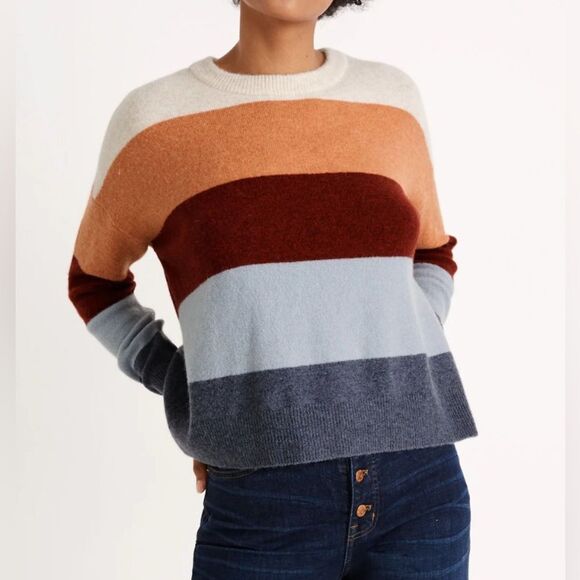 Madewell Crofton Striped Pullover Multicolor Sweater in Coziest Yarn Size Medium - Picture 1 of 8